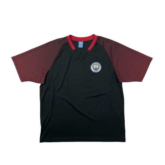 Manchester City Jersey Mens M Medium Black Red V Neck FC Soccer Football Club - Picture 1 of 10